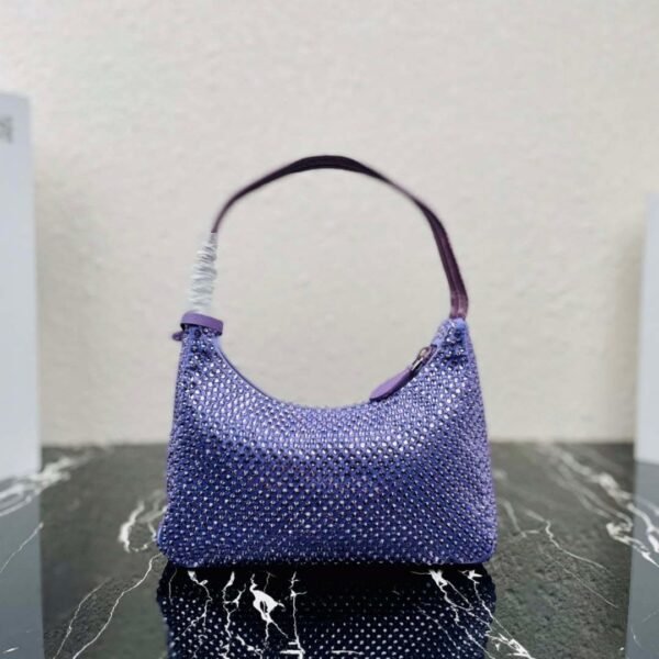 Replica Prada 1NE515 Satin mini-bag with artificial crystals Purple