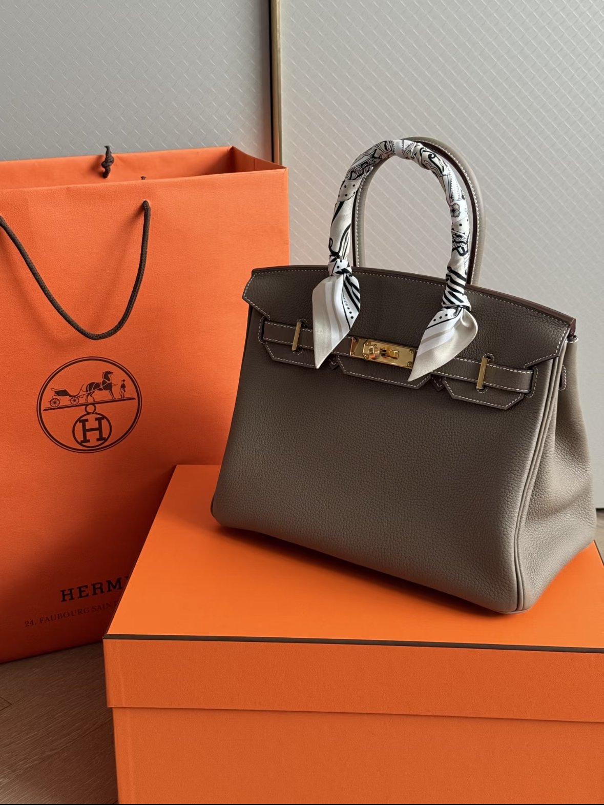 Hermes Birkin Handbags Epsom Leather 28522 Elephant Grey photo review